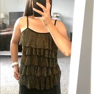 Tank top. Sleeveless top. Shining gold cami